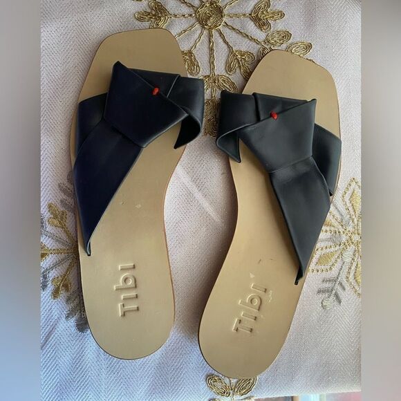 Tibi navy blue women's sandals with beige sole size 36 - Picture 8 of 12